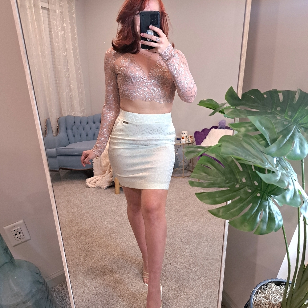 AUTHENTIC Blumarine White leopard Print Mini Skirt Size XS
